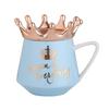 Creative Crown Ceramic Mug Cute Coffee Mug Milk Cup with Spoon Lids Coffee Tea Cup 300ml Capacity Water Mugs X-Mas Gift