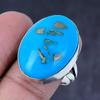 Natural Turquoise In Pyrite Gemstone Handmade 925 Steling Silver Ring S.10 Z2V73