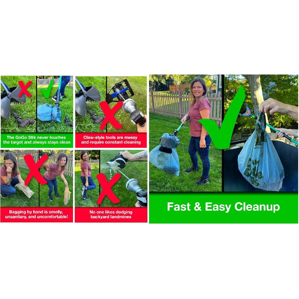 GoGo Stik XP Totally Clean Pooper Scooper. You and Tool Stay Clean. Use Store Bags or Heavy Dootie Bags. Scoop Until Bag Fills. On extreme