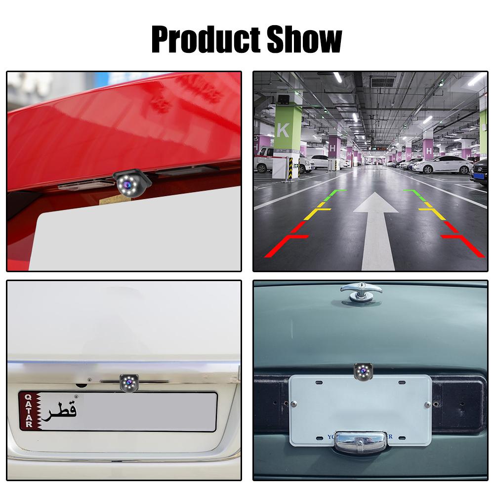 8 светодиодов для помощи при парковке, инфракрасная камера ночного видения с широким углом обзора 170°, камера заднего вида для парковки, мониторинг парковки