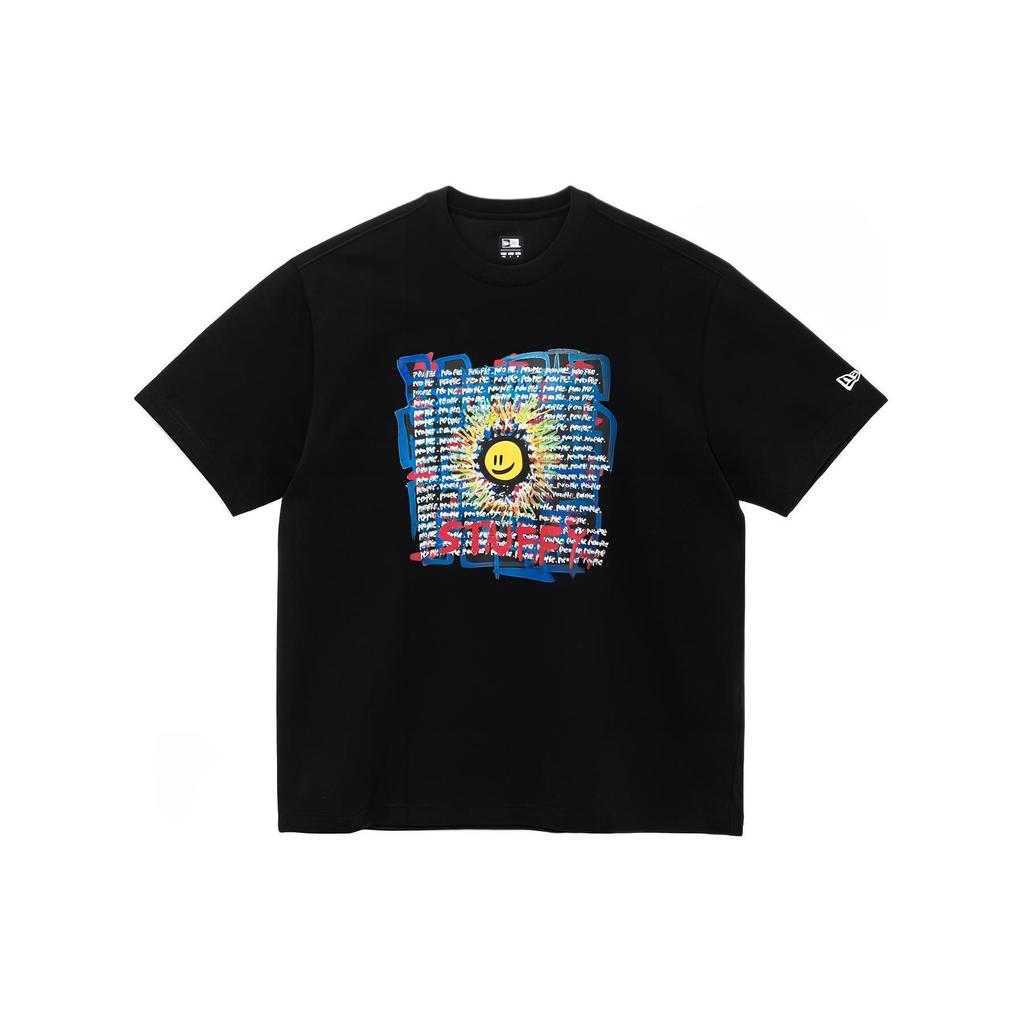 New Era SS24 Футболка с графическим принтом, круглый вырез, короткий рукав, унисекс, черная 14329684