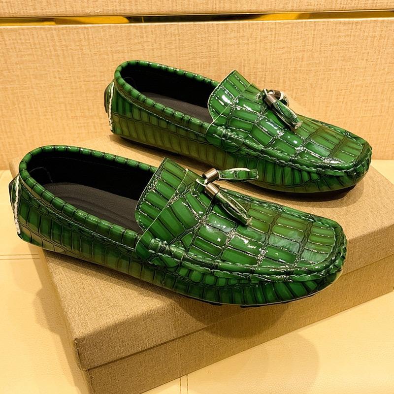 Pacecraft Shoes Men's Driving Loafers, Soft Microfiber Leather with Metal Decoration, Breathable & Comfortable, 4 Colors, Sizes 39-48