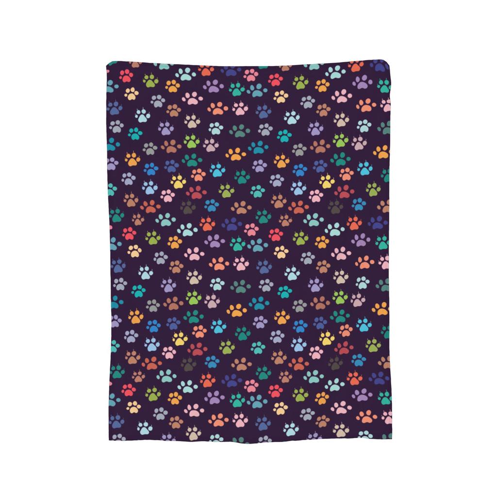 Dog Paw Bone Gift Blanket Flannel All Season French Bulldog Footprint Cartoon Breathable Warm Throw Blanket for Bed Car Quilt