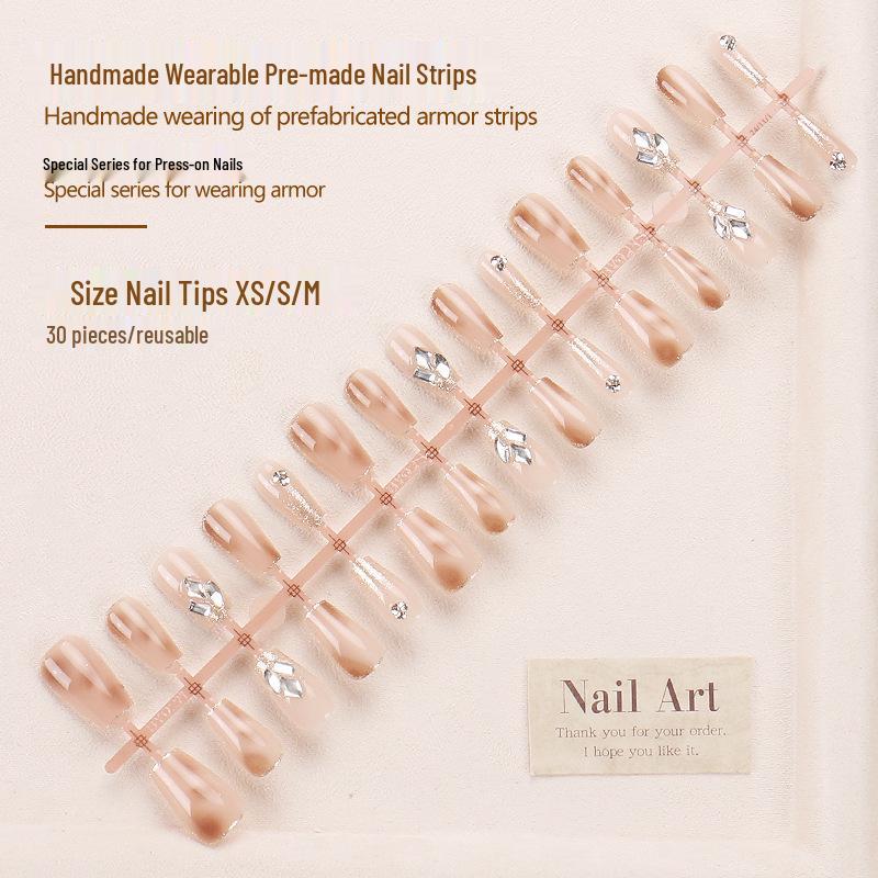 Autumn/Winter Glitter Nude Nail Art: Handmade, Trendy, Whitening Wearable Nail Pieces