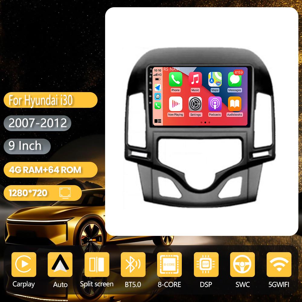Autoradio Android 16 Carplay Auto avec lecteur multimédia sans fil CarPlay pour Hyundai I30 2006-2011 écran 2K autoradio stéréo