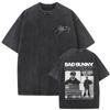 Washed Vintage Rapper Bad Bunny Tshirt Nadie Sabe Lo Que Va A Pasar Manana Skeleton Graphic T Shirts Men Fashion Hip Hop Tshirt