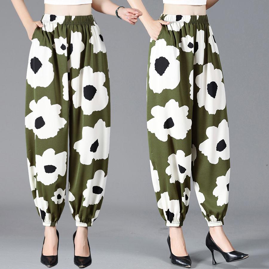 Летние брюки для пожилых и средних лет, тонкие быстросохнущие брюки-фонарики для мам, летние брюки для женщин