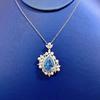 New 925 Sterling Silver Sapphire Necklace Sparkling Diamond Pendant Gemstone Engagement Wedding Bride Fine Jewelry