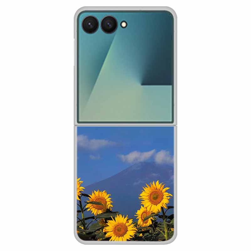 For Samsung Z Flip7 Flip 7 Case Flower Colour Back Cover Hard PC Phone Cases For Samsung Galaxy Z Flip7 Foldable Tansparent Capa