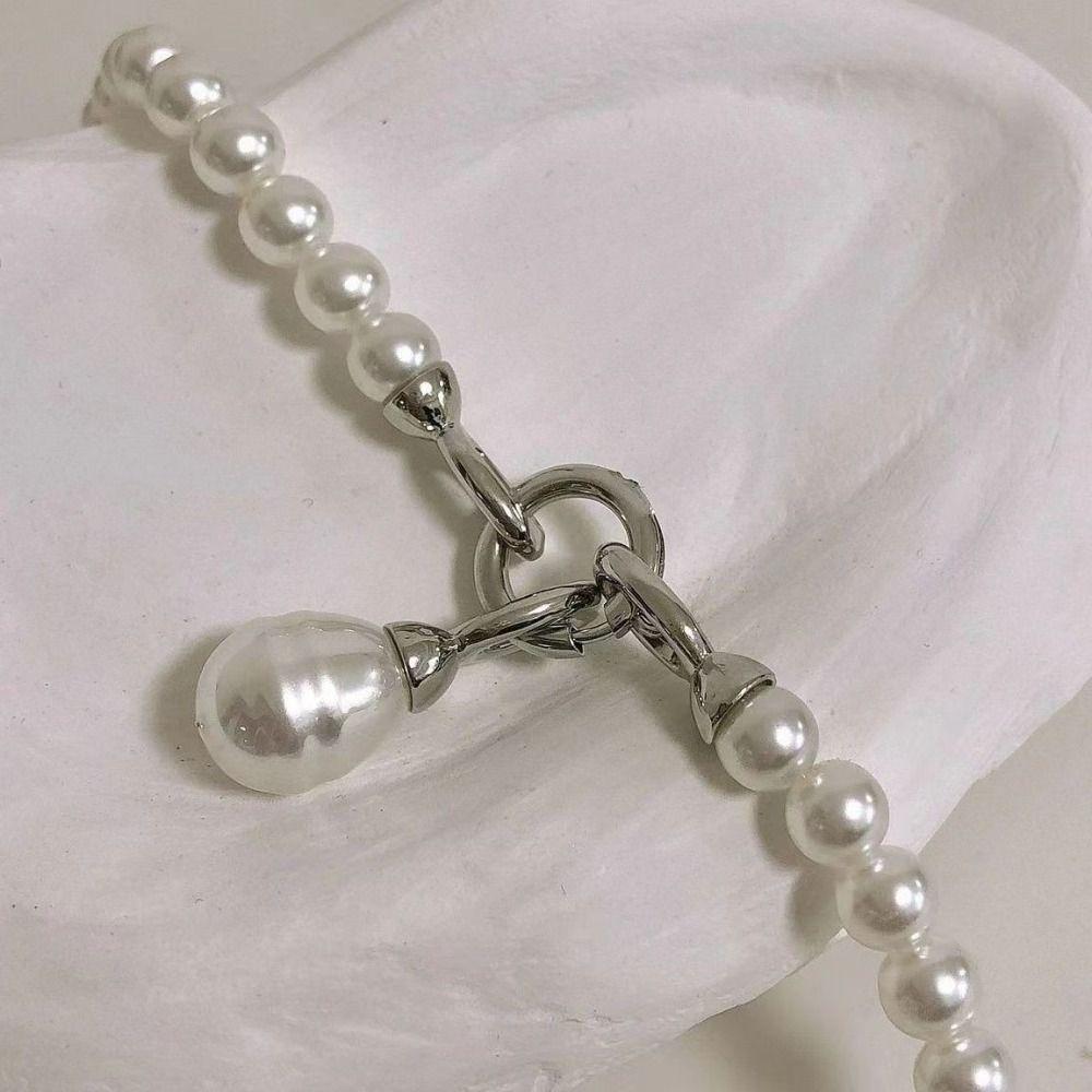 White Pearl Choker Multilayer Pearl Pendant Accessory Detchable Pearl Beaded Necklace Party