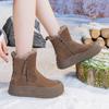 Женские зимние ботинки на толстой платформе с боковой молнией, зимние теплые замшевые полусапожки с подкладкой из искусственного меха, удобные нескользящие ботинки для ходьбы для женщин