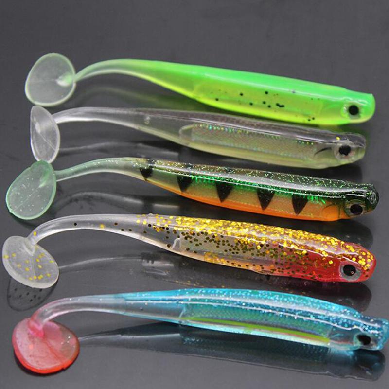 Fishing Soft Bait T Tail Artificial Sequin Swing Silicone Spinner Carp Bass Lure