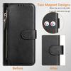 For iPhone 16e Case Zipper Pocket Multiple Card Slots Leather Phone Cover