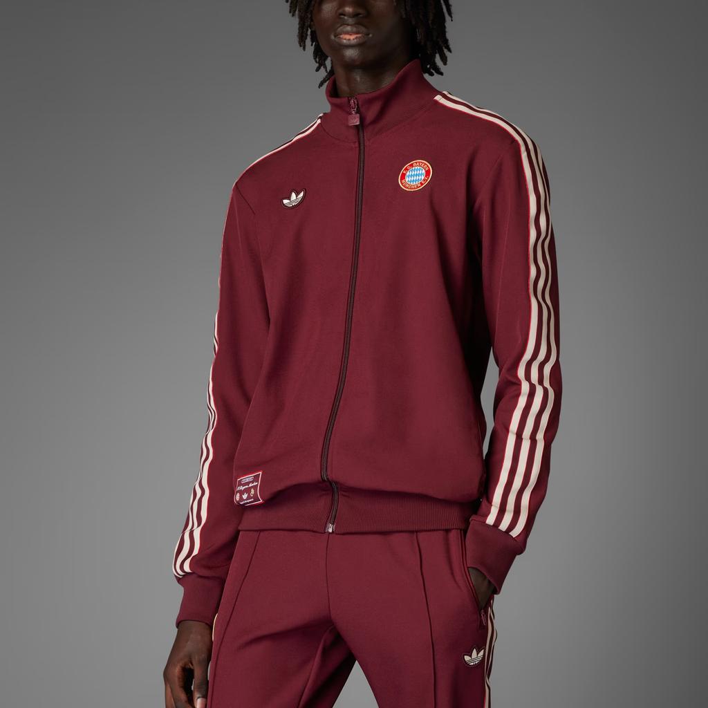 Adidas Originals FC Bayern Terrace Icons Track Top Comfortable Simple Soft Striped Jacket Men Tops Red JF0582