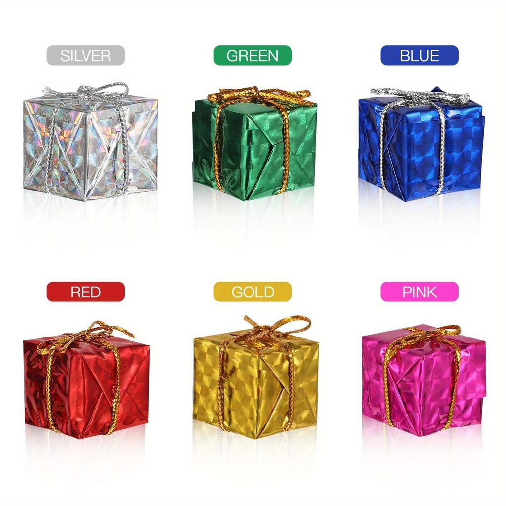 24pcs Christmas Tree Ornaments Hanging Small Gift Boxes Pendants Xmas Tree Decor Party Supplies