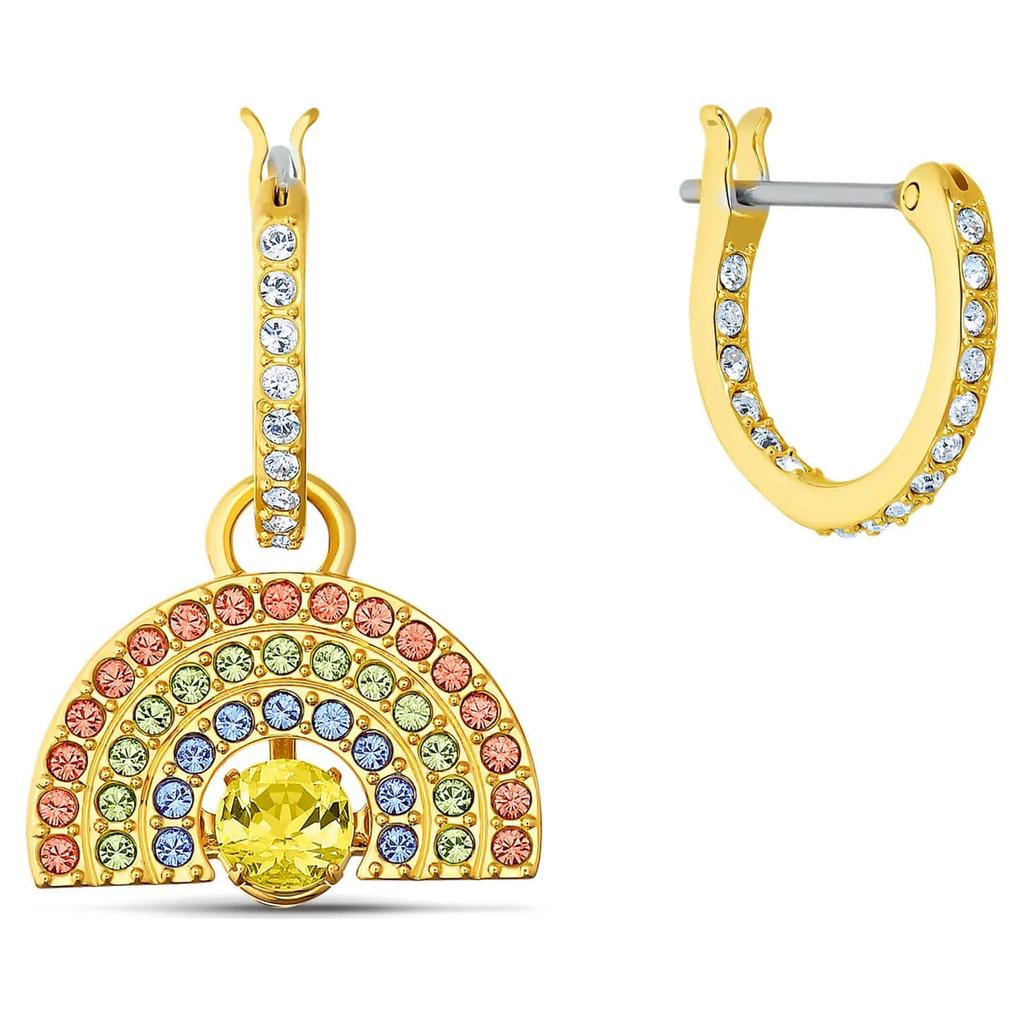 Swarovski Crystal Sparkling Dance Rainbow Pierced Earrings Gold Tone Plated 5537494