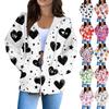 Women's Fashion Casual Long Sleeve Valentine's Day Print With Pocket Zipper Cardigan Jacket