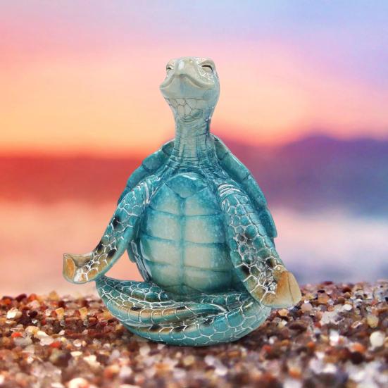 Статуя Черепахи Смола Сидит в Медитации Фигурка Черепахи Медитирует Дзен