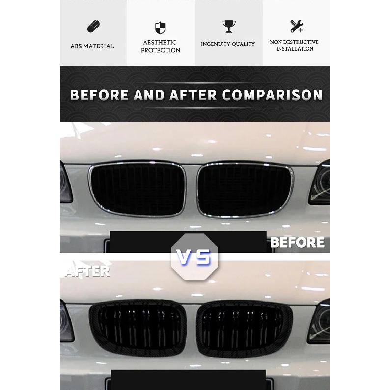 Для BMW E81 E87 E82 E88 128I 130I 135I Выбранные 07-11 Автомобиль Глянцевая Черная Решетка Радиатора Передняя Решетка-Почки Двойные Пластины Двойные Линии Решетки
