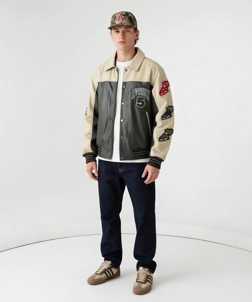 Avirex Leather Stadium Jacket / 7833950013 Green