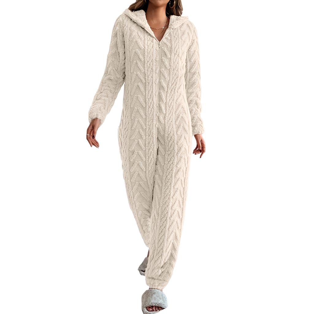Женская мода однотонная домашняя одежда плюшевая удобная цельная пижама