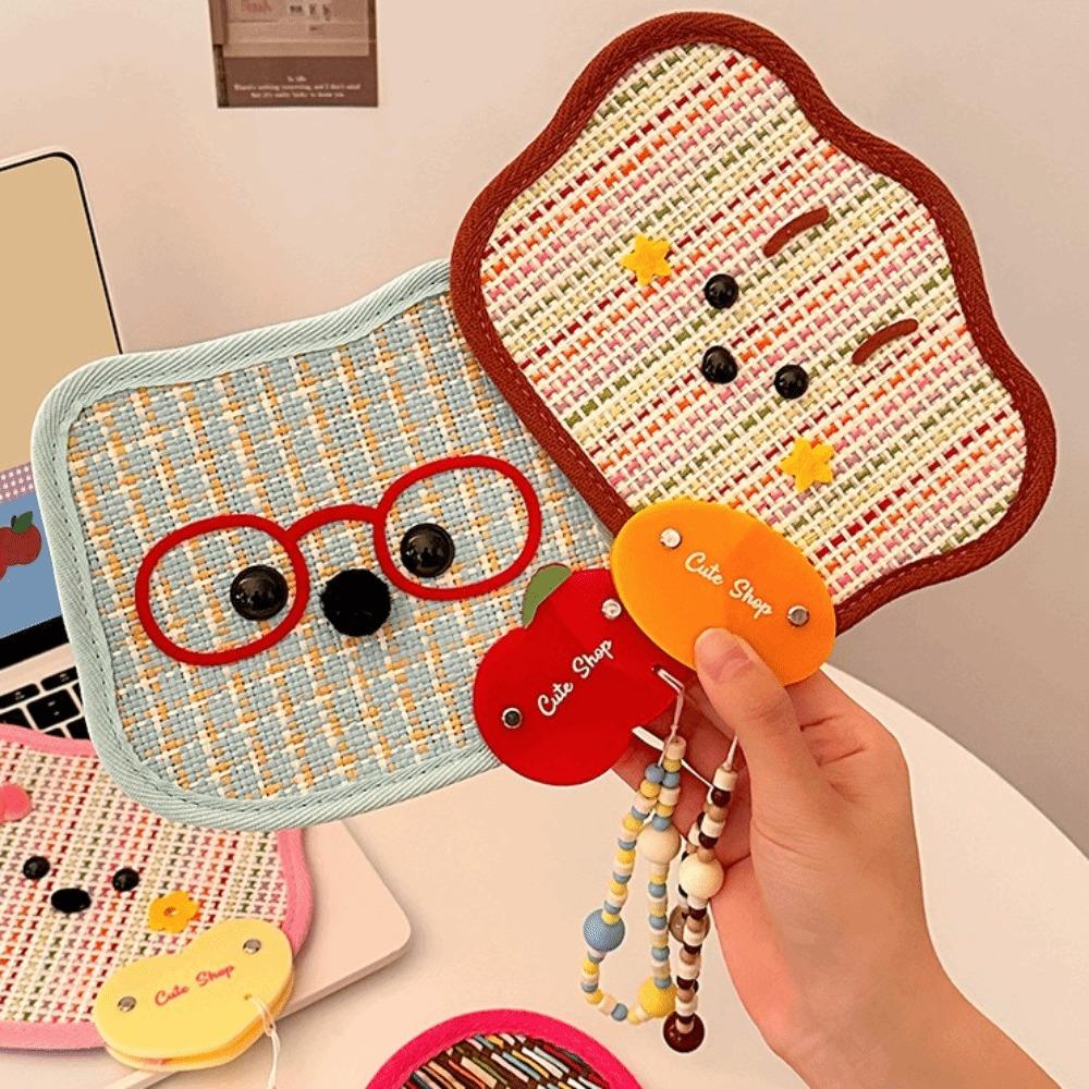 Cartoon Animal Animal Shaped Palm Fan Cattail Woven Handheld Fan Cattail Hand Fan Photo Prop