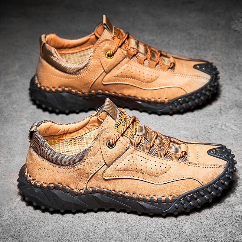 38-48 Mens Retro Cow Leather Shoes Men Loafers Handmade Casual Leather Shoes Moccasins Men Flats Shoes