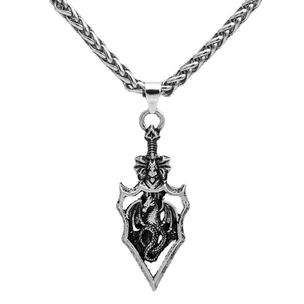 Персонализированный кулон Рыцарь Стегозавр Мужское ожерелье Аксессуары Подарок Крылья Дракона
