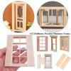 Double Window 1/12 Dollhouse Furniture Doll Furniture Glass Plate Doll House Window Wooden Frame