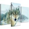 Three Piece Picture Canvas Print Wolf Animal Nature
