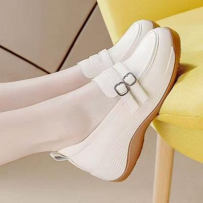 Новая женская обувь на одной педали осенняя удобная с круглым носком на платформе модная универсальная обувь не устают ноги обувь для ходьбы