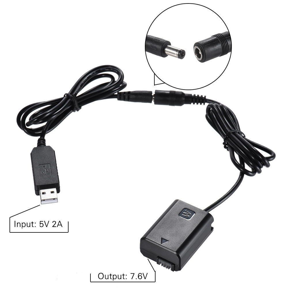 Docooler NP-FW50 Имитатор аккумулятора + блок питания постоянного тока (5 В, 2 А) Замена USB-кабеля-переходника для AC-PW20