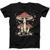 Magic Mushrooms Boho Retro Hippie Nature Night Moon Funny Gift Black T Shirt 236
