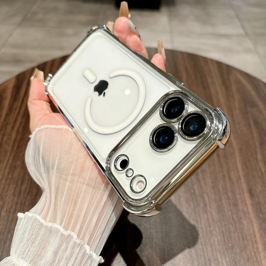 Для Apple 17proMax Встроенный Магнитный Чехол для Телефона Прозрачный для IPhone16 Четырехугольная Подушка Безопасности Защитный Чехол от Падения