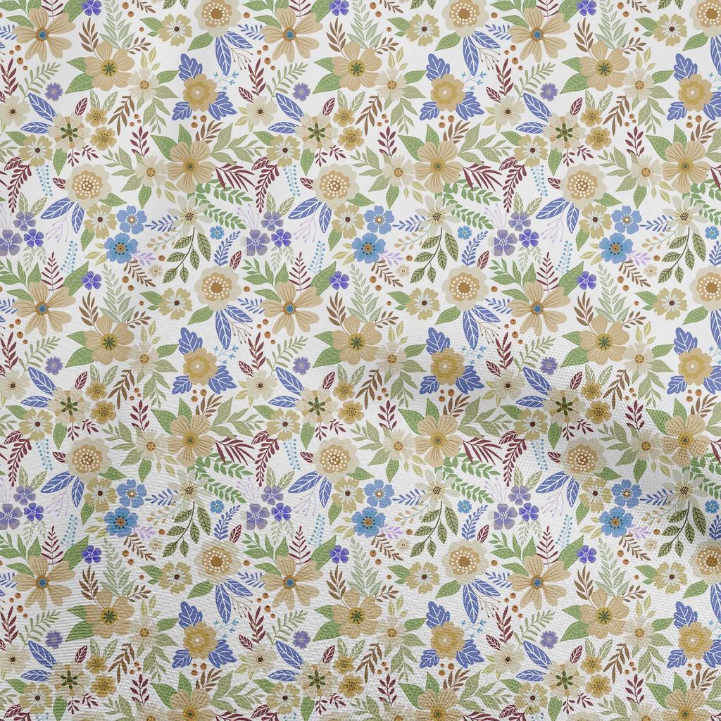 oneOone Cotton Flex Brown Fabric Asian Floral Sewing Material Print Fabric By The Yard 40 Inch