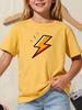 Cute Colorful Lightning Sign Cartoon Graphic T Shirt Boys Girls Fashion Short Sleeve Tee Family Matching Kids Cotton Tops