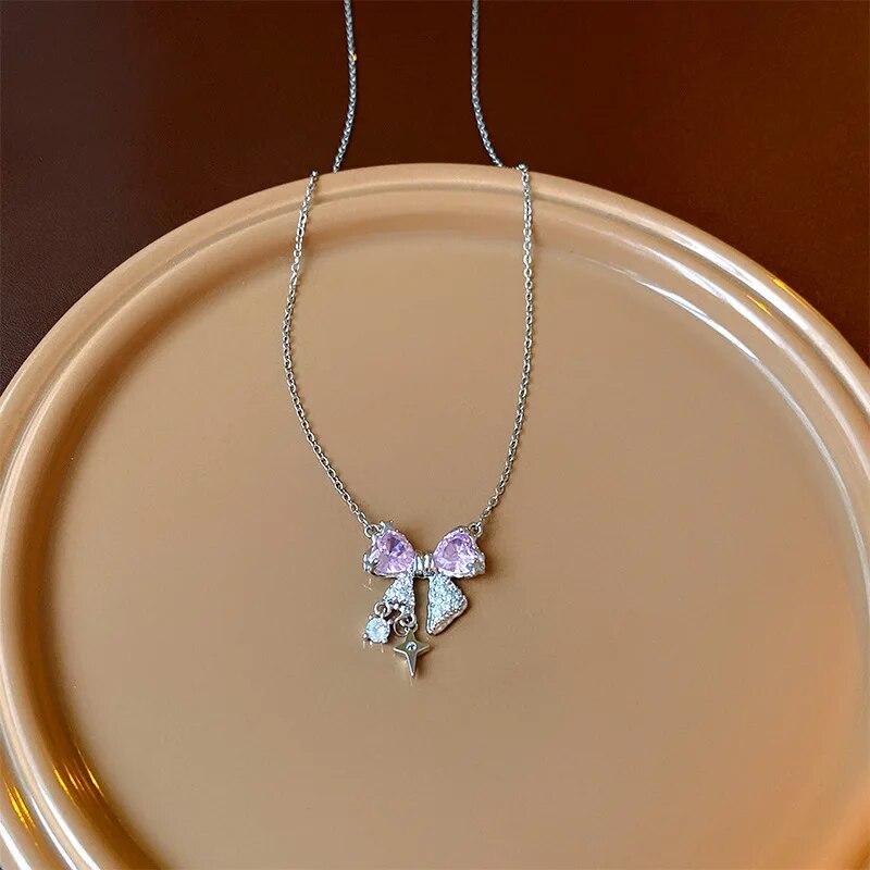 Корейская модная винтажная подвеска с синим кристаллом серебряного цвета, цепочка с космической звездой, ожерелье на шею для женщин, свадебные эстетические украшения