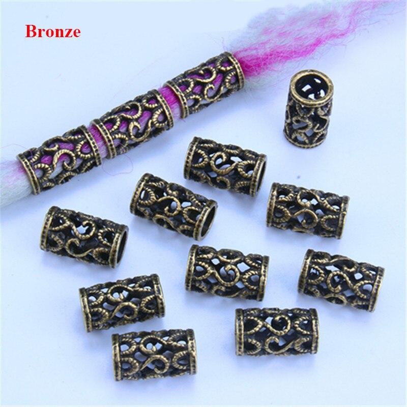 5pcs/bag Silver Metal Hair Rings Braid Dreadlocks Bead Hair Cuffs Dread Tube Charm Dreadlock for DIY Hair Accessaries