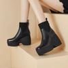 Модные маленькие и на платформе женские стрейчевые облегающие ботинки 2025 Новые осенне-зимние шерстяные ботильоны на очень высоком каблуке