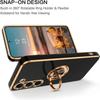 Protective Case - BOOLING - for Samsung Galaxy S23 - Silicone - Stand Ring - Gold Plated Edges