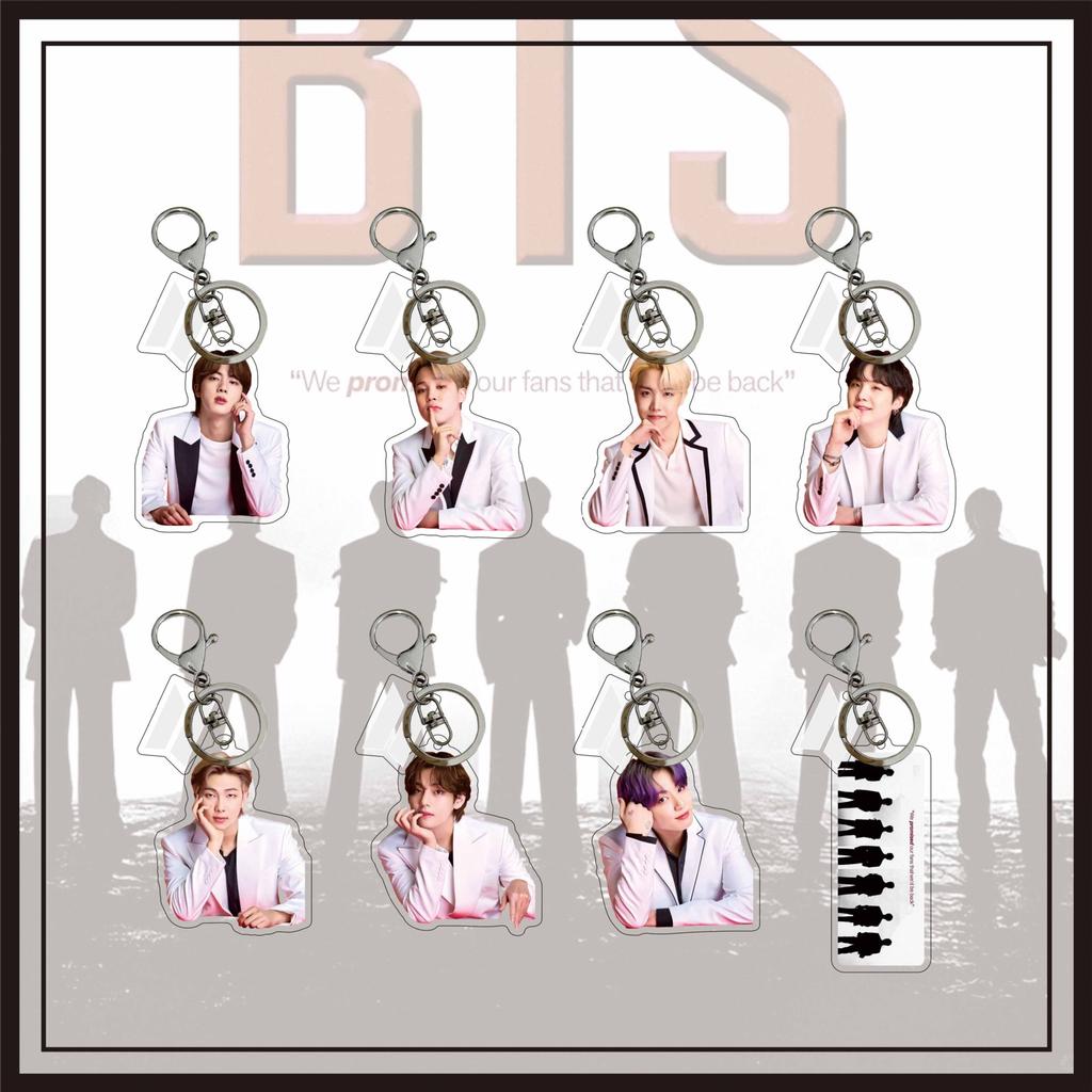 Акриловый брелок BTS в белом костюме, Фото-брелок Bangtan Boys, Шарм для сумки и коллекционный предмет для фанатов K-pop ARMY(Джин / РМ / Шуга / Чимин / Ви / Джей-Хоуп / Чонгук)