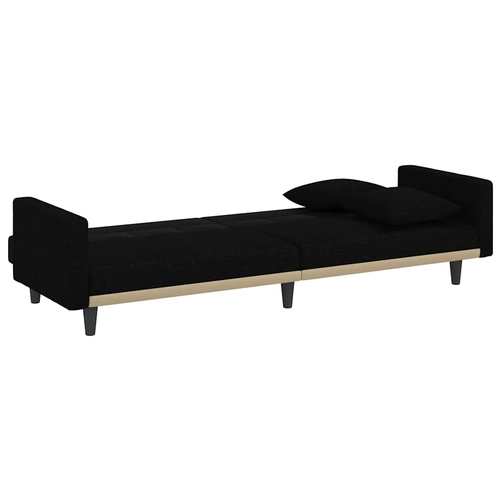 Sleeper Sofa with Cushions Black Fabric