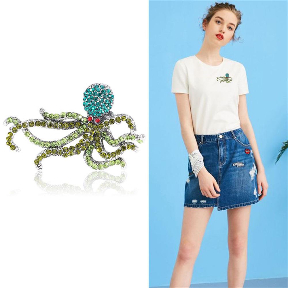 Новинка 2023 года, серия «Морской организм», брошь в виде осьминога, модные броши из сплава с инкрустацией стразами для женщин, ювелирные изделия, подарки