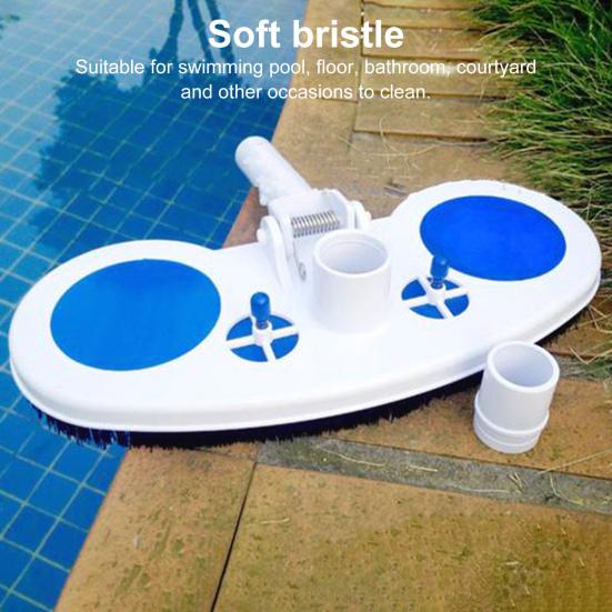 Щетка для чистки бассейна с редукционным клапаном давления воздуха, пружинным фиксатором, щетиной по всему периметру, скребком для чистки