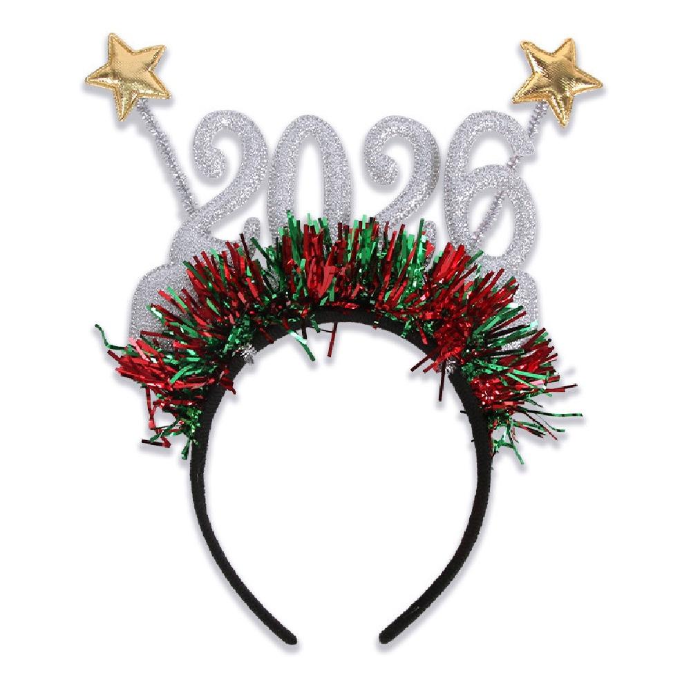 Sequin 2026 Happy New Year Headband Sweet New Year Decorative Glasses  New Year Dress Up