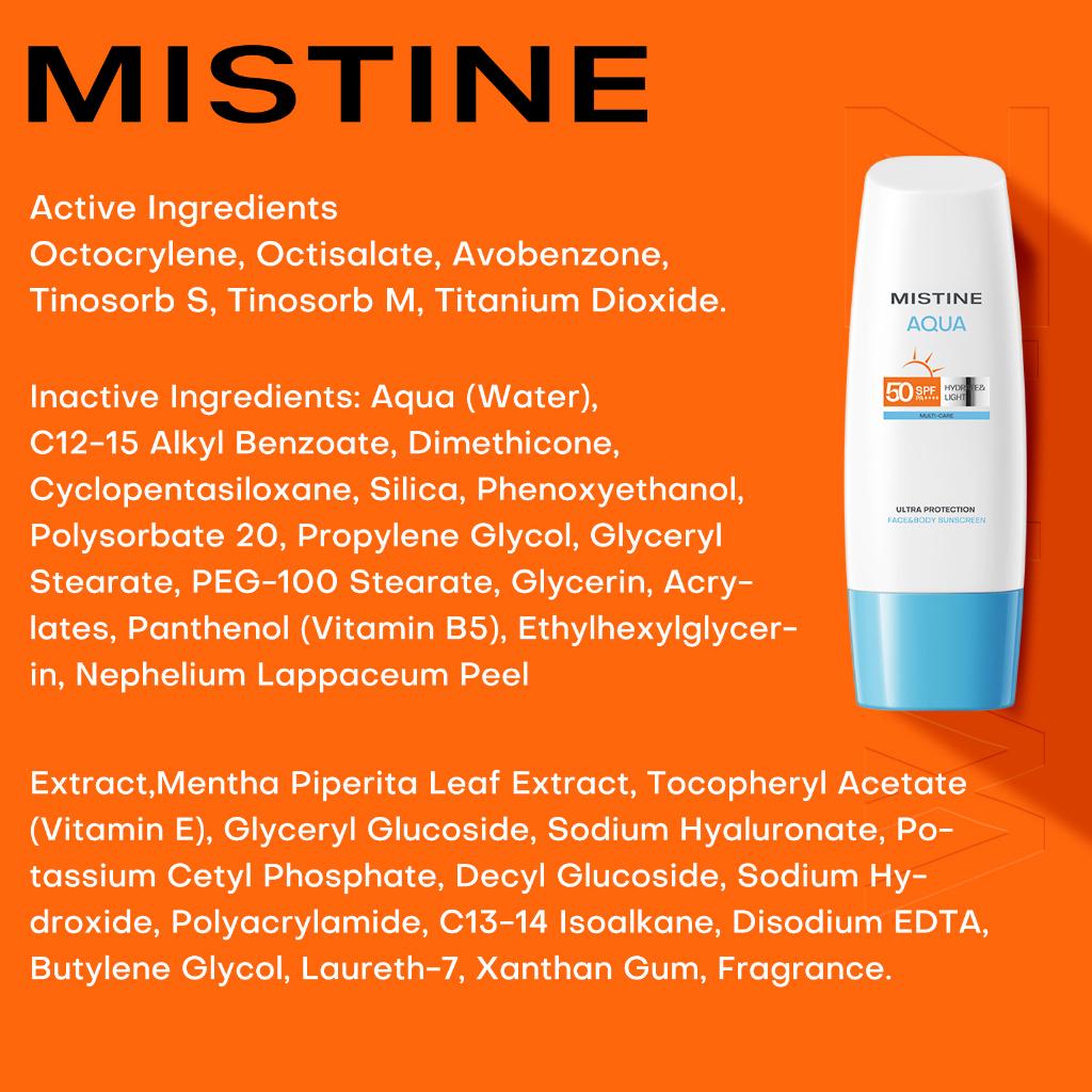Mistine Aqua Base Ultra Protection Увлажняющий солнцезащитный крем для лица и тела SPF50 PA++++ 70 мл.