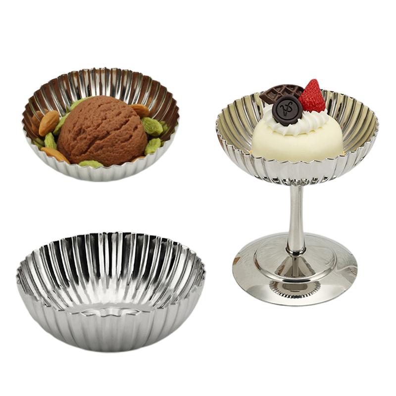 304 Нержавеющая сталь Чашка из нержавеющей стали Креативная салатница Ресторан Высокая ножка Десертная чашка для мороженого Бар Аксессуары для дома