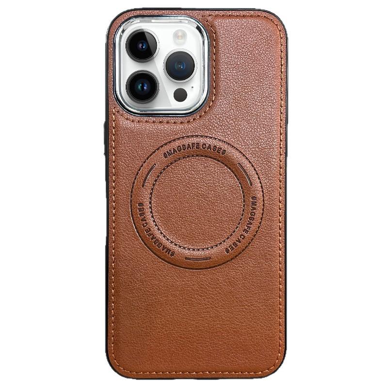Кожаный магнитный защитный чехол с беспроводной зарядкой для iPhone 15 Pro Max