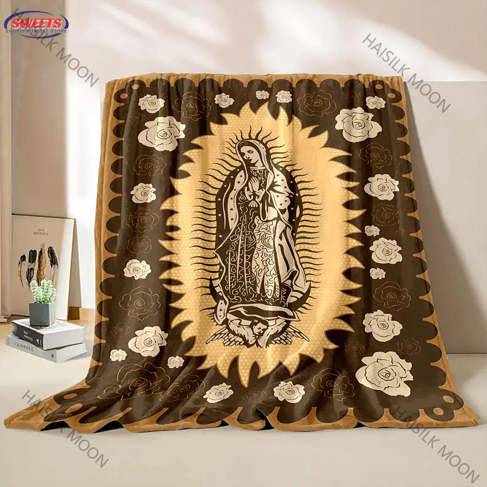 Плед Девы Марии Плед Пресвятой Девы Гваделупской Virgen De Guadalupe Уютный и теплый фланелевый плед для дома и дневного сна