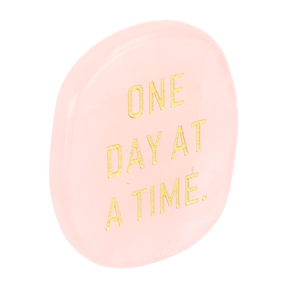 Worry Stone One Day At A Time Inspirational Enhance Confidence Give Power Thumb Stone for Anxiety Rose Quartz